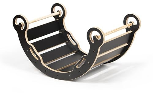 Need Sleep Leo Kletterboge für Kinder Klettergerüst Indoor ab 1 Jahr MDF Kinderwippe Holz Wippe Montessori Spielbogen Holzspielzeug Klettern Balance Kinder (Schwarz, L)