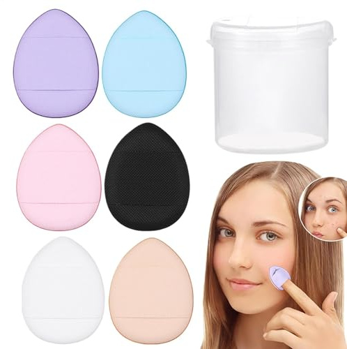 GkgWuxf Finger-Puff, Gesichts-Make-up-Schwämme, 6 Stück, Wassertropfenform, wiederverwendbar, Puderquaste für Gesicht