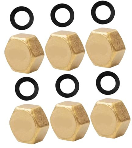 CIMAXIC 6pcs Thread Brass Hose End Cap Water Pipe Fitting Garden Hose Repair Fittings Screw Cap Covers Radiator End