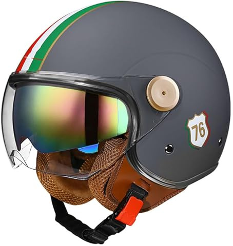 GKCEGHKS Mezzo Casco da Motociclista Vintage Caschi Casco A Scodella Scooter Motorino Cromwell Caschi Aperto Caschi da Moto retrò Casco Scodella ECE Omologato Casco Faccia Aperta retrò
