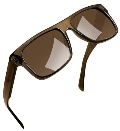 Joopin Polariserade solglasögon herr dam fyrkantiga UV400-skydd med TR91-ram och platta acetatstänger topp solglasögon unisex, Brown