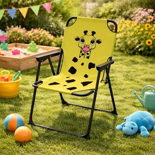 Mojawo Kinder Outdoor Campingstuhl Klappstuhl Campingstuhl Outdoor Camping klappbar Giraffe max 100Kg Stahl pulverbeschichtet