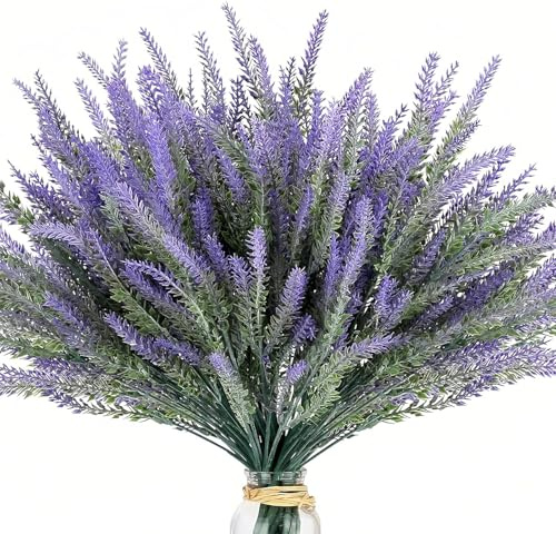 GIUSOBG 12 Stück Künstliche Lavendel Blumen Deko 36cm Simulation Lavendel | Kunstblumen Wie Echt Lavendel Künstlich Künstliche Balkonpflanzen für Heimdekoration Garten Hochzeit Garten Büro Töpfe (Lila)