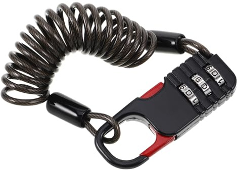 Resettable Combination Helmet Lock, Portable Anti-Theft Zinc Alloy Cable