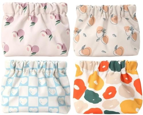 Glixoft 4pcs Sanitary Napkin Bag Portable Pantyliners Bag Small Makeup Bag for Women Girls Ladies School Office Storage Sanitary Products