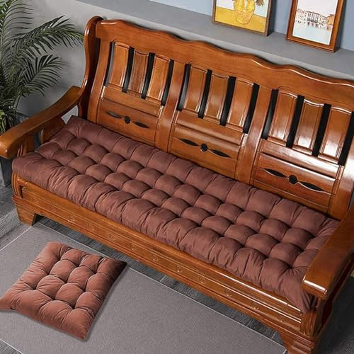 Cuscino per panca a dondolo tufted, per interni ed esterni, con laccetti, per 1, 2 o 3 posti, imbottitura per mobili da giardino, patio, sedia a dondolo (marrone, 48 x 119 cm)