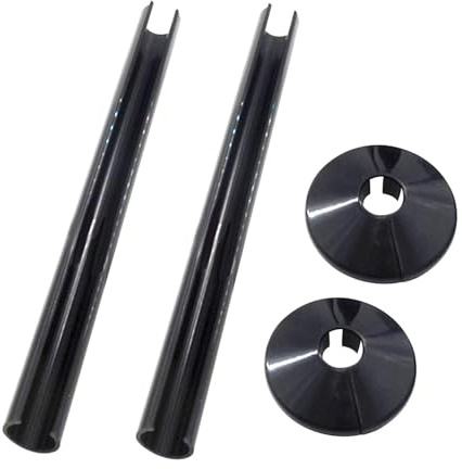 2 Pack Radiator Pipe Covers, Black Effect Radiator Pipe Collar & Shroud Kit, 15mm x 200mm Matt Radiator-Pipe Covers and Collars for Finishing and Protecting Pipes Holes