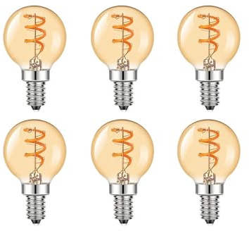 JrEam Lampadina a filamento a Spirale a LED G45 3W Vetro ambrato E12 E14 Base 2200k Lampada Flessibile a Sfera a Globo(6PCS Bulb_E12 110V_Yes_3W)