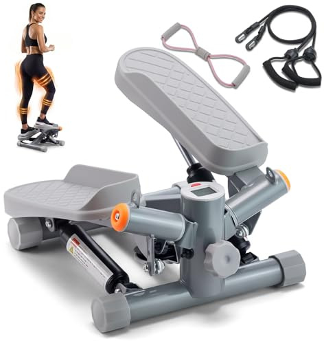 YYJO Steppers for Exercise,Stair Stepper Twist Mini Stepper with Resistance Bands, Portable Cardio Equipment 330LBS Weight Capacity for Body Shaping