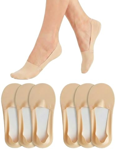 INSISMY 6 par no-show-strumpor dam 39–42 korta bomullsstrumpor med halkfri silikon i hälen andningsbara no-show-strumpor för loafers sneakers ballerinaskor, 39-42 Plus