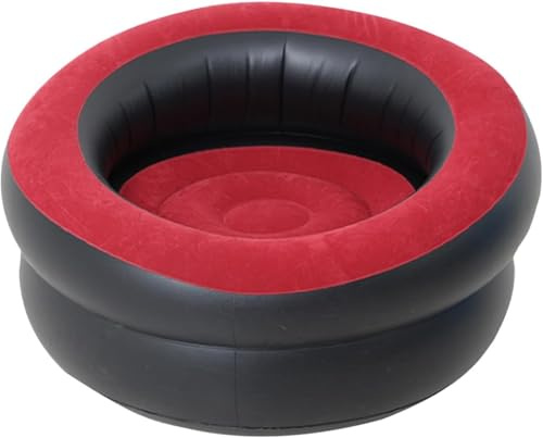 Unibos | Red Inflatable Gaming Chair Air Sofa Single Seat Blow Up Couch Indoor Outdoor Portable Lounge For Camping Living Room Festival Garden Quick Inflate 80x80x47cm