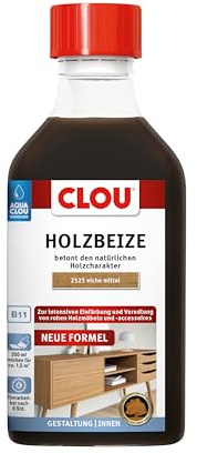 CLOU Holzbeize Eiche Mittel – Wasserbeize für Möbel & Innentüren – 250 ml
