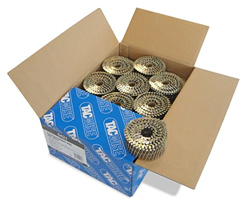Tacwise 0421 Clous en Rouleau à Tête Plate de Type 2,5 / 45 mm, Pointe en Diamant, Tige Annelée, Acier Sans Protection, Inclinés à 16°, Reliés en Fil, Lot de 9000