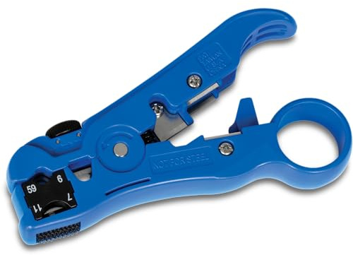 TRENDnet, TC-CT70, Universal Abisolier- und Schneidwerkzeug, RG59 / 6/11/7, UTP, STP, CAT5, 4P / 6P / 8P, Flach- und Rundkabel, einstellbare Klingentiefe, Deep Blue