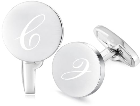 HONEY BEAR Briefe Initialen Buchstabe manschettenknöpfe Herren Edelstahl Hochzeit Cufflinks Manschettenknopf Gebürstetes Silber,MEHRWEG