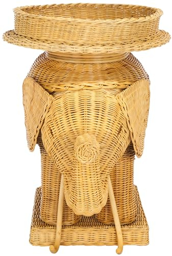 SAFAVIEH Home Collection – Balford Rattan Storage Accent Table with Tray, Fully Assembled, Natural Modern Side Table for Living Room (SEA7038A)