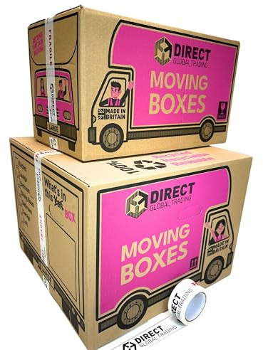 10 Mixed Boxes Extra Large and Large House Moving Storage Packing Boxes with Fragile Tape Carry Handles & Room Checklist
