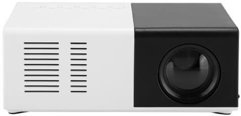 ASHATA Beamer,Tragbar LED HD Heimkino Pocket Projektor, Multimedia Beamer Videoprojektor,Unterstützung 1080P Video HDMI USB AV SD,für für Innenhof Reisen Weihnachten usw.(Schwarz+weiß)