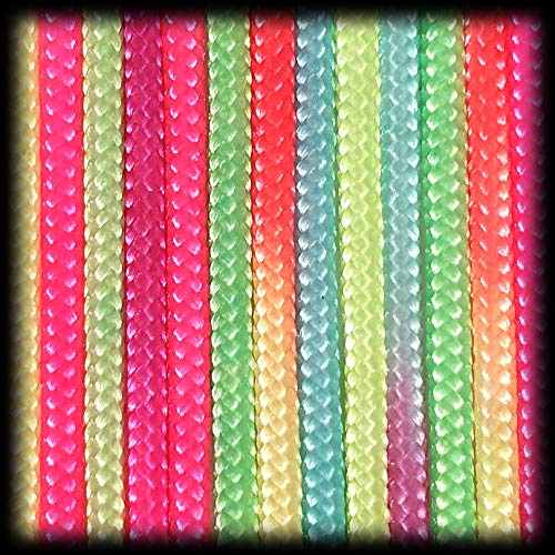 Ganzoo Paracord 125 Typ I flätlina i nylon med regnbågstoner, 50 m rulle, rund slät kordel för armband, hundkoppel och halsband, lanyard och nyckelband, camping, hushåll, utrustningsfästen