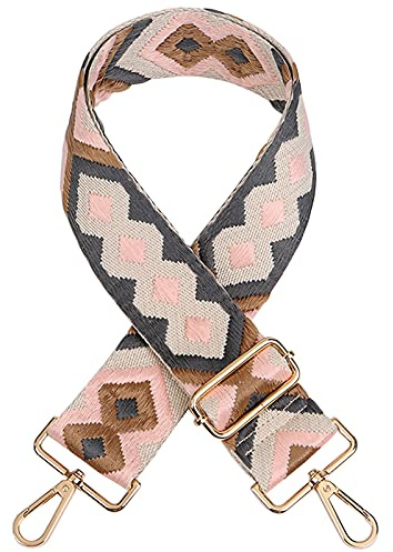 Verstellbarer Schultergurt Taschengurt Breit Schulterriemen Umhängegurt Herren Taschenriemen Damen Zubehör Tragegurt Längenverstellbarer für Schultertasche Tragetaschen und Handtaschen Pink&grau