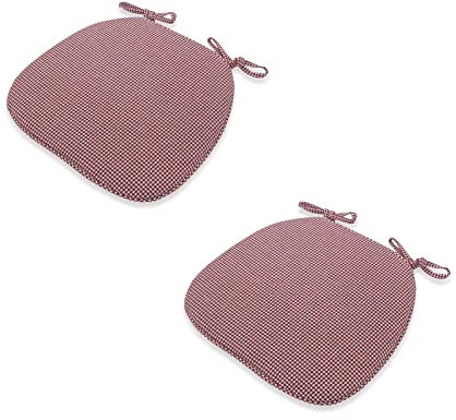 Yadlan Stuhlkissen 40x40 mit BäNdern 2er Set, Sitzkissen 40x40 Landhausstil, Stuhlauflagen KüChenstuhl, 3cm Dick Anti-Verformung Sitzpolster Stuhl Oval, Schmutzabweisend Rot