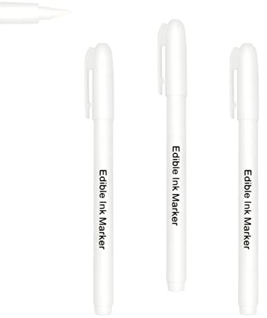 3pcs White Food Coloring Markers, Edible Ink Pen with Upgraded Smooth Tip, Food Grade Markers For Cookie Decoration, Fondant,Cake,Frosting Decorating Supplies by Edibleink