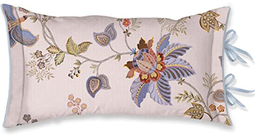 Pip Studio Dekokissen Cece Fiore White Blumen Blüten Wendeoptik Geblümt Muster Weiß Blau Perkal, Größe:35 x 60 cm