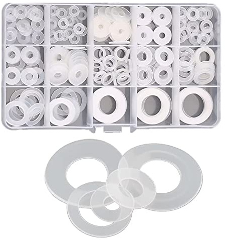 FEEIFOL 250 Stück Nylon Unterlegscheiben Set Kunststoff Beilagscheiben Flach Unterlegscheiben Satz M3.5-M20