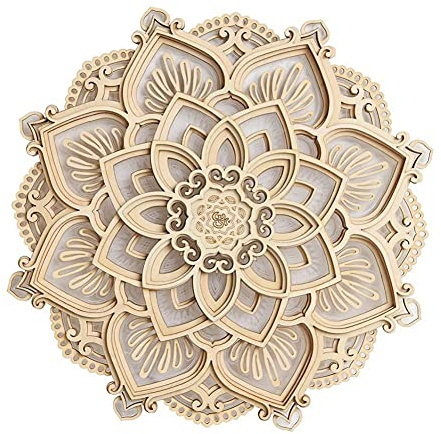 Hopbucan LED Night Light Modern Wall Decor with USB Ports Elegant Wooden Mandala Hanging MDF Panels Lamp Decoration