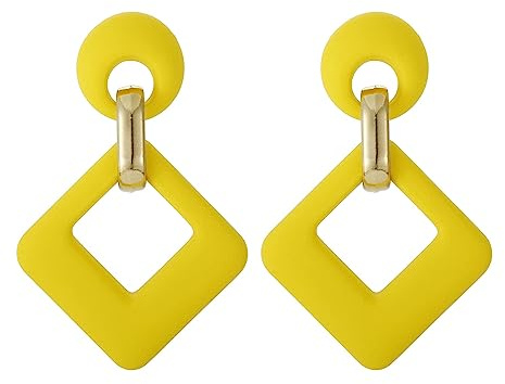 SIXDUTON Neon Ohrringe Damen Statement Ohrringe Groß Bunt Creolen | Acryl Quadratische Ohrringe 80er Jahre Modisch 90er Ohrringe Modeschmuck Geschenk für Party Kostümzubehör Karneval Mottoparty
