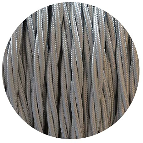 LEDSone 5M 3 Core Grey Fabric Braided Cable, Electrical Wire for Lighting | Vintage Cloth Covered Electrical Wire 18AWG with copper wire for pendant lights, lamps, chandeliers and DIY lighting use.
