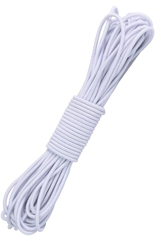 Corda Elastica Resistente 3 mm X 12 m, Bianco Corde Elastiche Cordino Elastico Cavo Elastico per Bagagli, Campeggio, Kayak, Lacci per Scarpe, Artigianato, Progetti Fai Da Te (Bianco, 3MM X 12M)