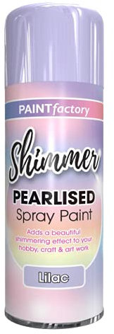 1 x Pearlised Lilac Paint Factory Shimmer Spray Paint 400ml, For DIY Hobby Arts and Crafts, Variety of colors White Pink Silver Lilac