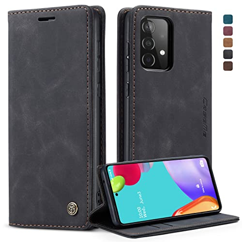 owlhold Coque Samsung Galaxy A52 5G/A52S 5G, Housse Antichoc en Cuir PU Premium Fentes Cartes Etui Pochette de Portefeuille avec Fonction Support Case à Rabat pour Samsung Galaxy A52 5G/A52S 5G - Noir