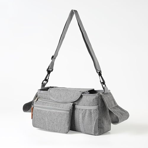 YZNLOQ Baby-Kinderwagen-Organizer, universeller Kinderwagen-Organizer mit 2 Tassen-Halter, abnehmbarer Handytasche mit Reißverschluss und verstellbarem Schultergurt, große Kapazität, Buggy-Organizer