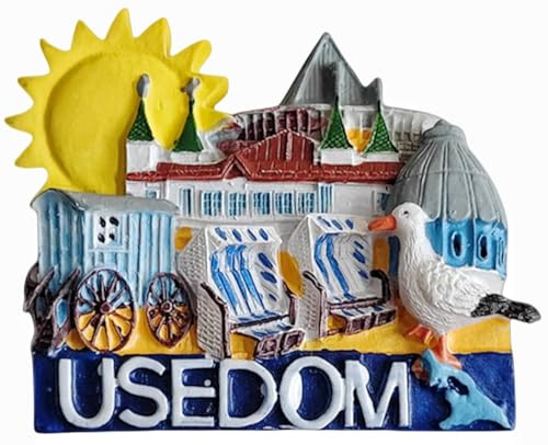 Usedom Island Deutschland Kühlschrankmagnet, Reise-Souvenir, Küche, Kühlschrank, Dekoration, handbemalt, Kunstharz