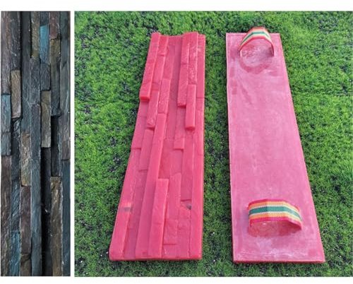 Moldes Hormigon Impreso Pared Piedra Pizarra Hormigón Sellos Textura Realista, Estampado de Poliuretano Rectangular con Asas, Esteras Decorativas del Cemento de La Pared del Jardín ( Size : 1 pc )