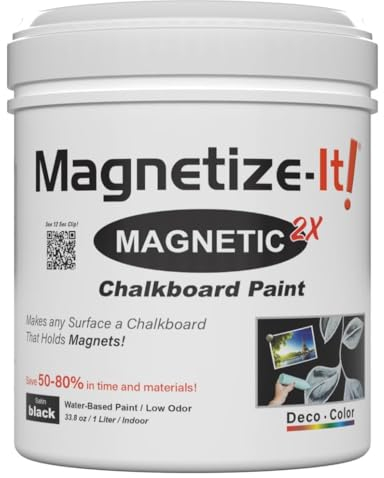 Magnetize-It! Magnetfarbe extra stark & überstreichbar für Kreide & Magnet (schwarz, 1000ml) - Tafelfarbe magnetisch für ca. 3 qm Wand - magnetische Wandfarbe geeignet - Wand Tafellack