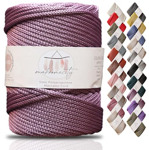 Makromecity, Premium Polyester Macrame Cord 5mm x 104 Yards (311 feet) 5mm Polypropylene Macrame Cord Crochet Macrame Bag Cord Crafts for Wall Hangings, Bags, Underplate, Rug (Plum)