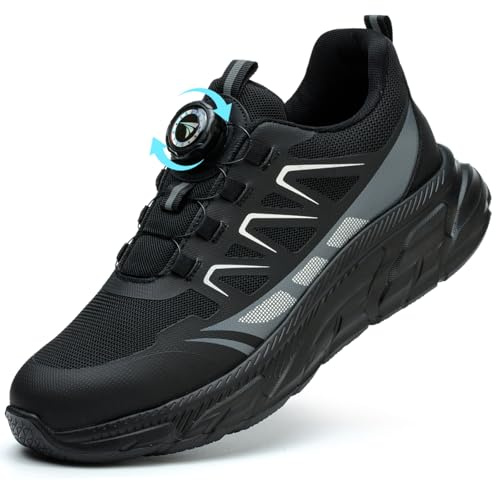 Safety Trainers Men Women Steel Toe Cap Trainers Lightweight Work Safety Shoes Breathable Non Slip Steel Toe Cap Boots Swivel Buckle Shoelaces