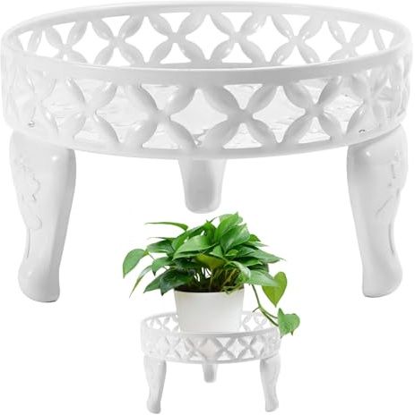 Wedhapy Metal Plant Stand, 5.9'' Tall, 9.8'' Round, Rustproof Iron Art, Modern Decorative Plant Stands for Floor, Windowsill, Desktop
