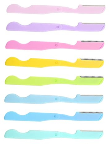 HONMEET 8 Stück Augenbrauenrasierer Faltbar aus Kunststoff Tragbarer Augenbrauentrimmer für Damen Hautfreundlich Kompakt für Gesicht und Reisekosmetik Zufällige Farbe