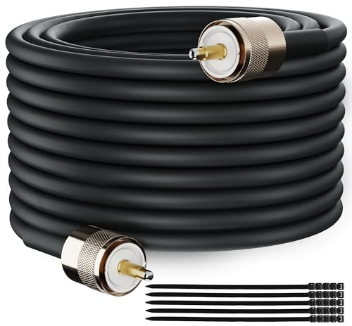 Elecan Cavo coassiale CB per radio Ham, 50 Ohm, RG8X, 10 m, UHF maschio PL-259, cavo coassiale digitale a bassa perdita, cavo jumper UHF per analizzatore antenna, misuratore SWR, HF/VHF, carico