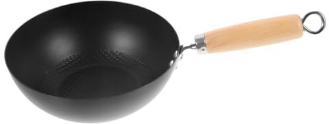 AUTSUPPL Small Iron Wok Pan for Stove Cooking Traditional Kitchen Wok for Mini Frying Tasks