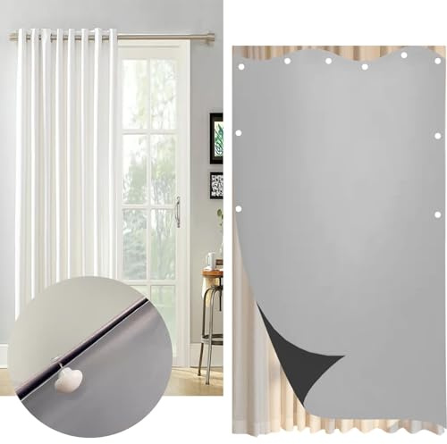 Cortinas Opacas Salon 95 x 80 cm, Cualquier Tamaño, Fácil de Pegar y Usar, con Retención de Calor Tela Oscurecedora Cortinas con Nanocinta para Claraboyas, Gris B