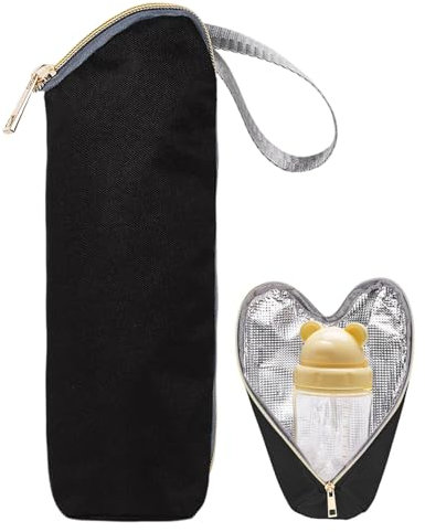 Insulated Bottle Bag for Baby, Bottle Warmer Black Baby Bottles Cooler Bags Portable Travel Thermal Bags for Bottles