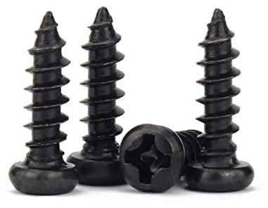 GMJTSRWV Dübel Schrauben Set 100pc M1 M1.2 M1.4 M1,7 m2 m2,6 m3 m3.5 Schwarzer Stahl Kleine Phillips Flacher Senkkopf-Kreuz-Runde Pan Head Selbstklopfen Holzschraube Schrauben(M3.5,Pan Head)