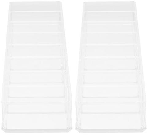 FOYTOKI 2piezas Organizador De Maquillaje Caja Transparente Dividida Para Sombras Labiales y Cosméticos Almacenamiento Vertical Práctico y Funcional