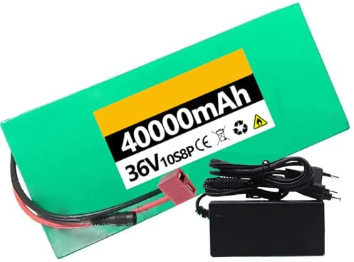 Batería de Bicicleta eléctrica 36V 20AH 30Ah 40Ah, Paquete de batería de Iones de Litio Batería De Alta Potencia PVC Impermeable para 200W 500W 800W Motor con Cargador T,36V 40AH
