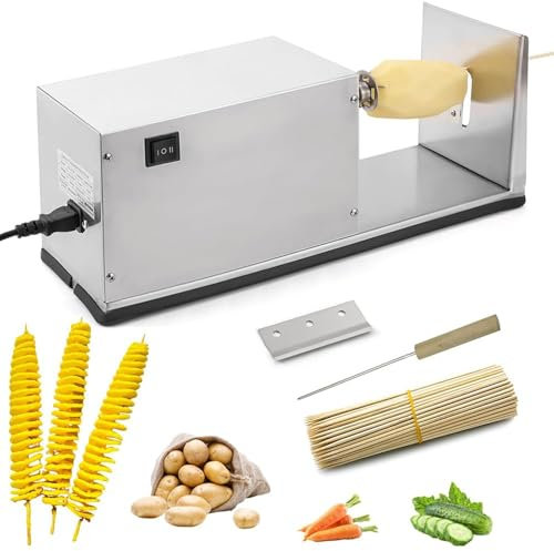 Trancheuse Tornado for frites frisées, coupe-pommes de terre automatique en spirale, trancheuse électrique Tornado en acier inoxydable, machine à tour électrique for pommes de terre